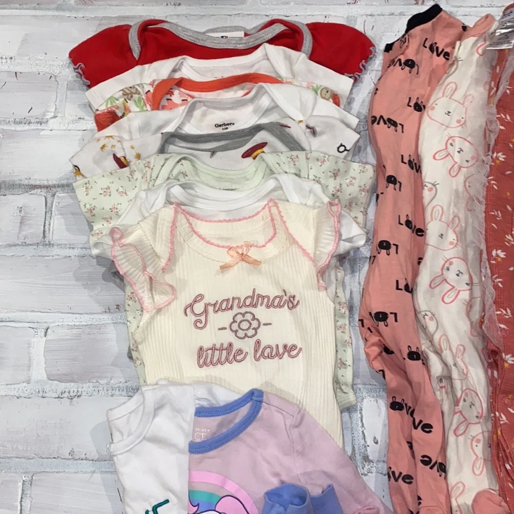 Baby girl 3/6m spring & summer footie onesie bundle!!